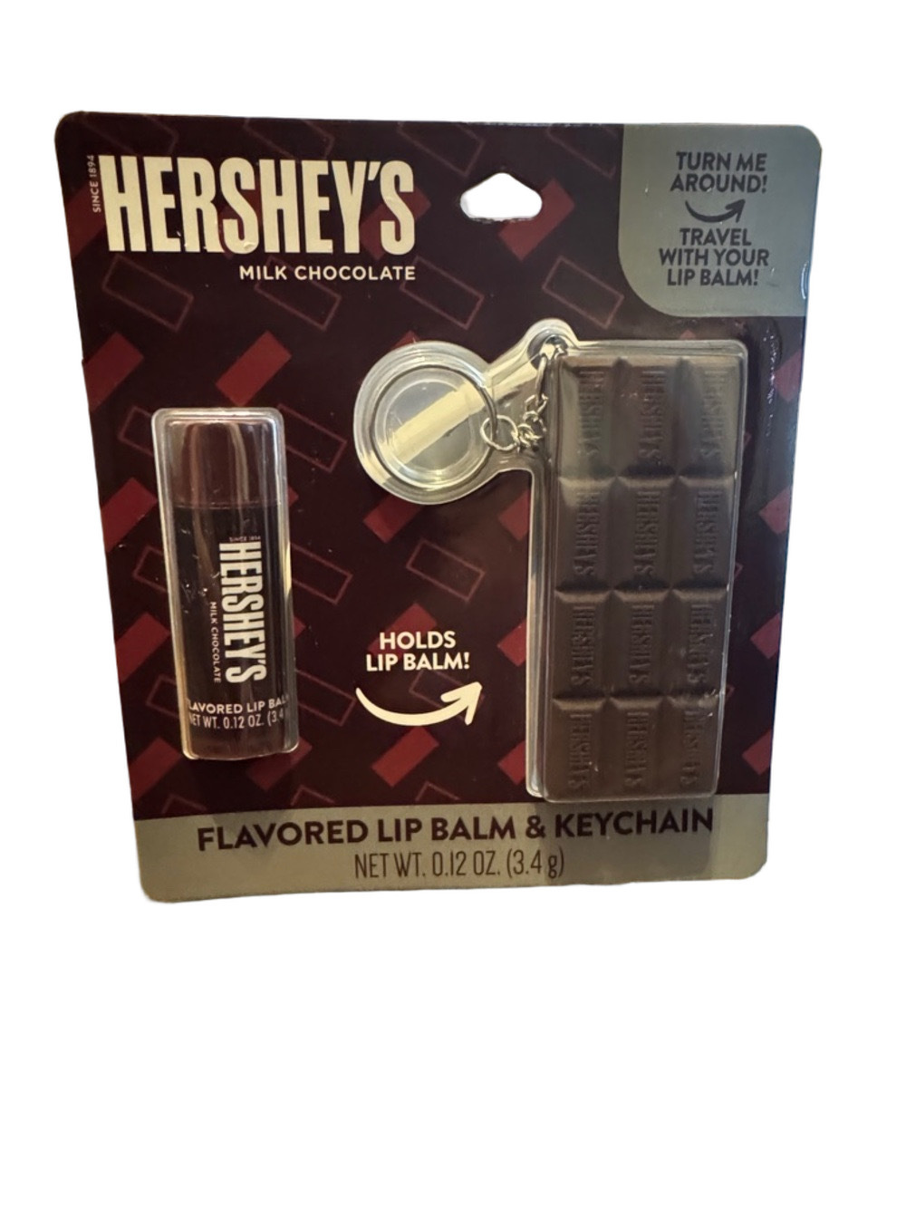 HERSHEY'S Milk Chocolate Flavored Lip Balm & Keychain Holder NWT
